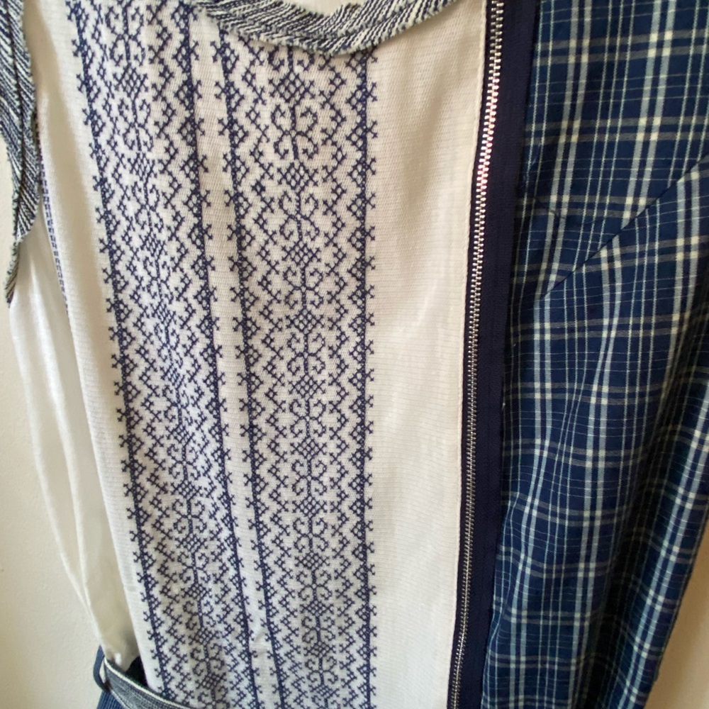 Vivienne Tam casual blue and white plaid and print dress. - Picture 9 of 11